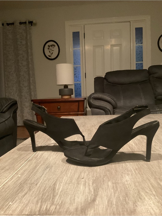 Shoes - Classic Black Thong Slingback Heels - Women